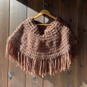 WOOL BLEND HAND-CROCHETED PONCHO